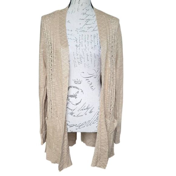 Love Ellie Womens Size Large Tan Lightweight Open Cardigan Sweater - Picture 1 of 6